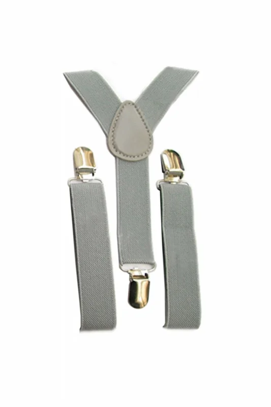 

Kids Boys Girls Y-Back Suspender Elastic Adjustable Clip-On Braces Light Grey