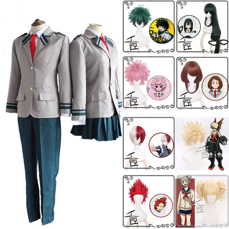

Boku No Hero Academia AsuiTsuyu Yaoyorozu Momo School Uniform Wigs My Hero Academy OCHACO URARAKA Midoriya Izuku Cosplay Costume