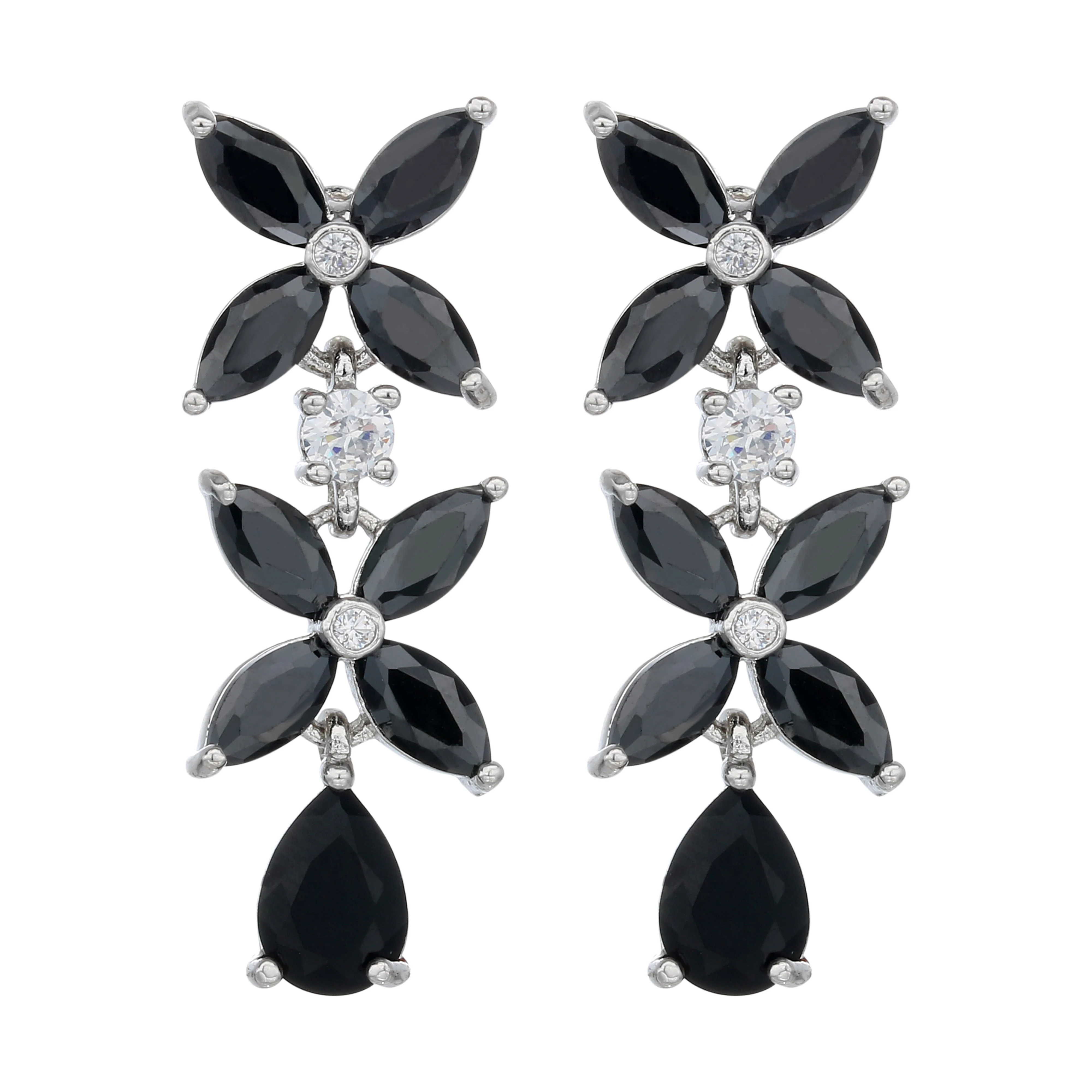 

L'amour&ma High Quality Flower Earring Water Drop Black Crystal Earrings For Women Jewelry Accessories Gifts Party Wedding