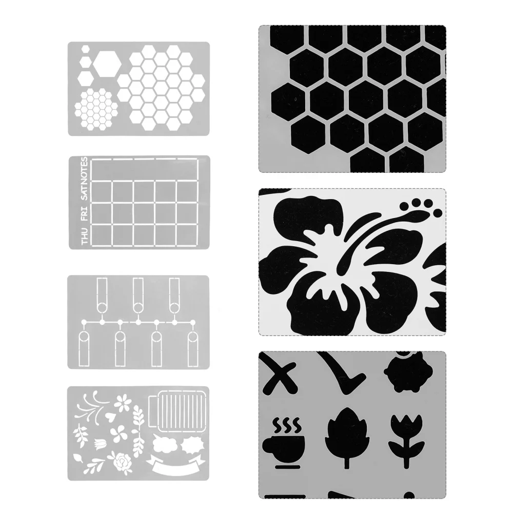 

1 Set/16pcs Notebook Journal Painting Stencils Art Projects Drawing Stencils
