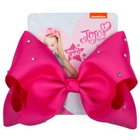 8 large jojo ribbon knot hair accessories for children hair bows hair clip handmade crystal baby girls hairpin