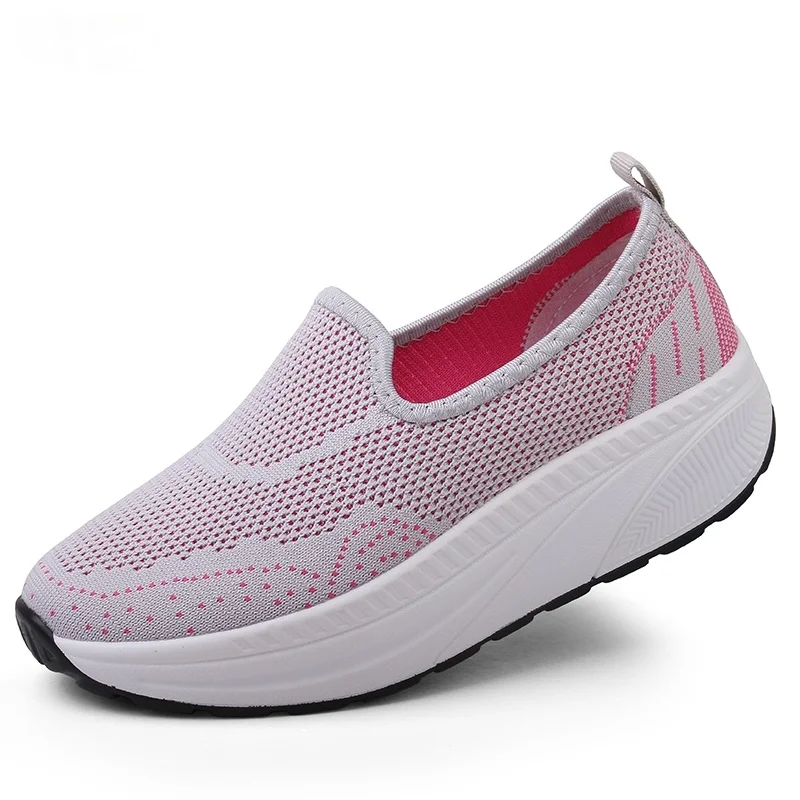 

Женские кроссовки без шнуровки, сетчатые дышащие кроссовки на танкетке, большие размеры 35-42, весна-лето 2021