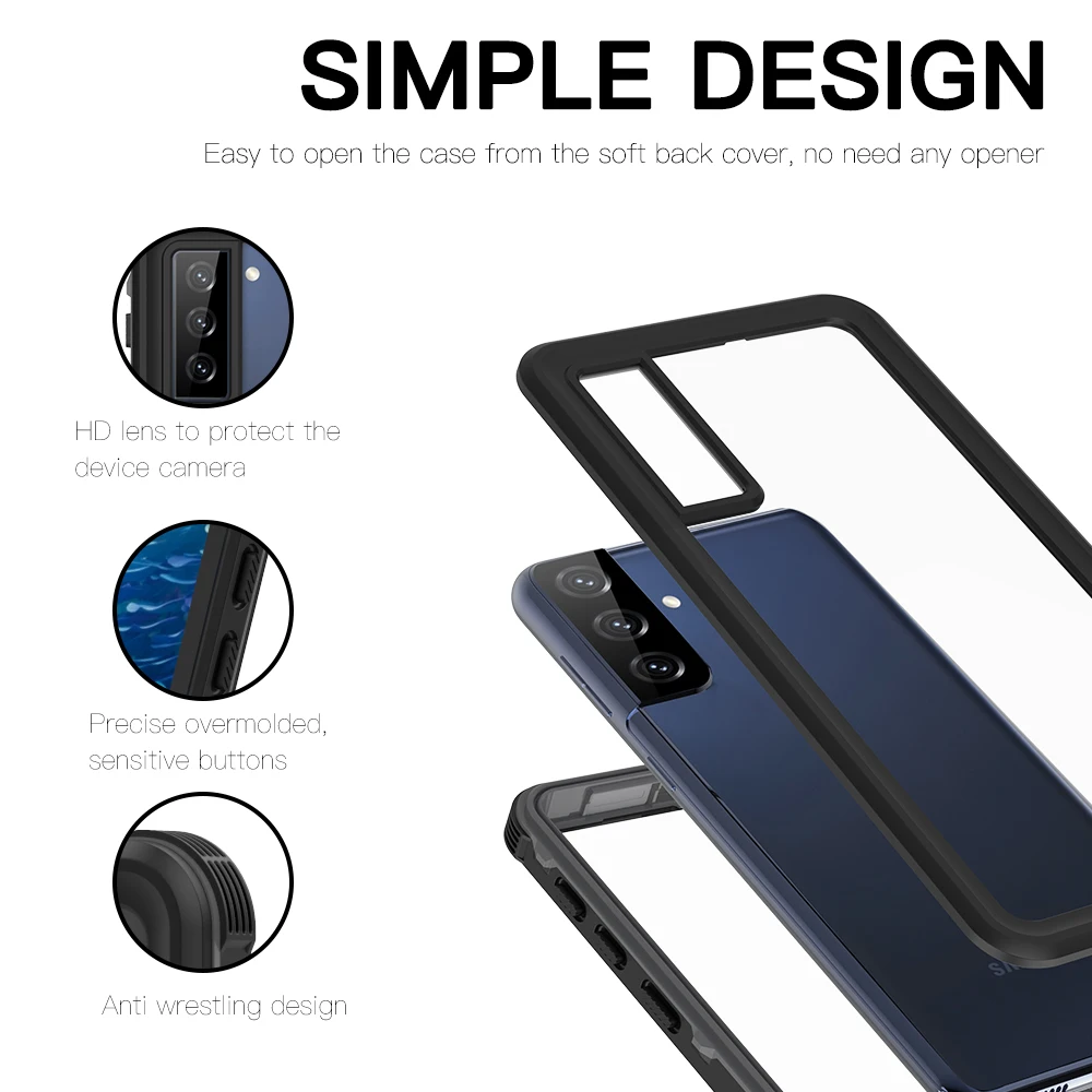 

Phone Case For Samsung Galaxy S21 Clear Transparent Waterproof Shockproof Cover For Galaxy S20 Note 20 Plus Ultra Case Funda