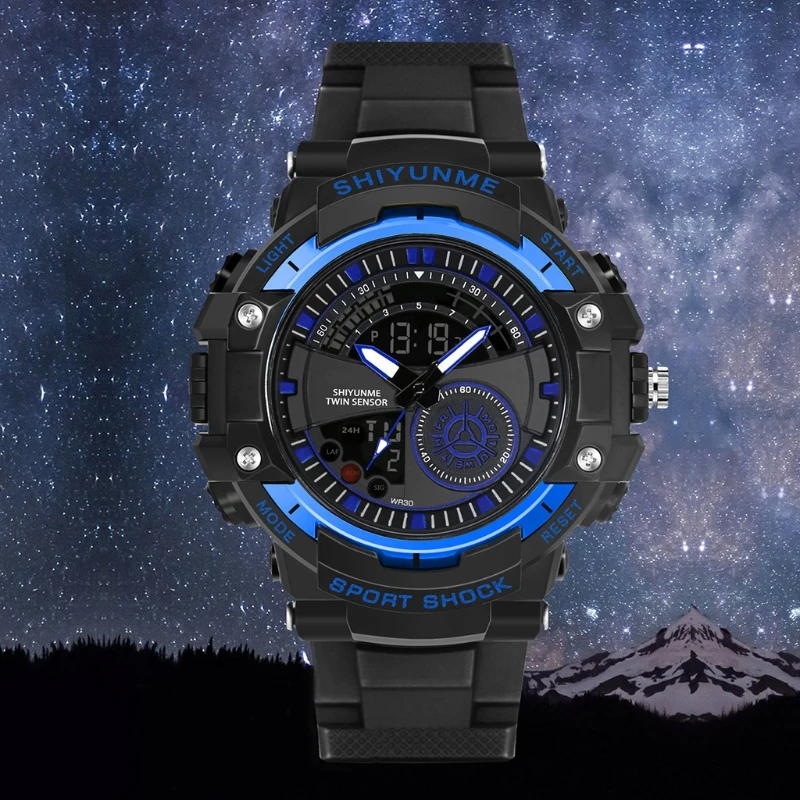 

Dual Display Men's Digital Watch, Multifunctional Military Watch, 164FT Waterproof Stopwatch Calendar Luminous 12H/24H Backlight