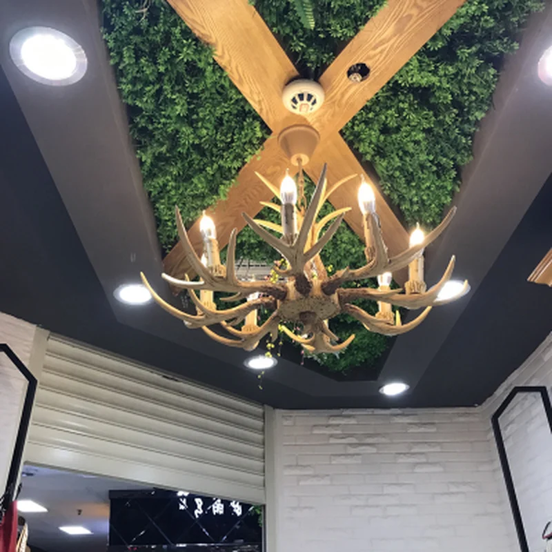 Европейская страна свеча рог люстра потолочные светильники s ретро смола олень