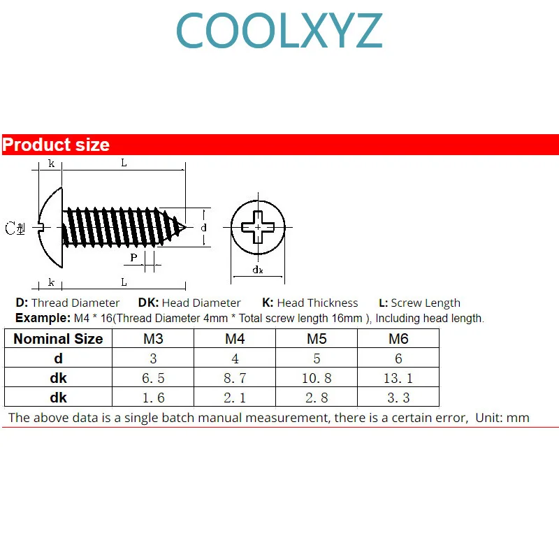 CoolXYZ самонарезающие винты с крестообразной головкой 304 дюйма из нержавеющей