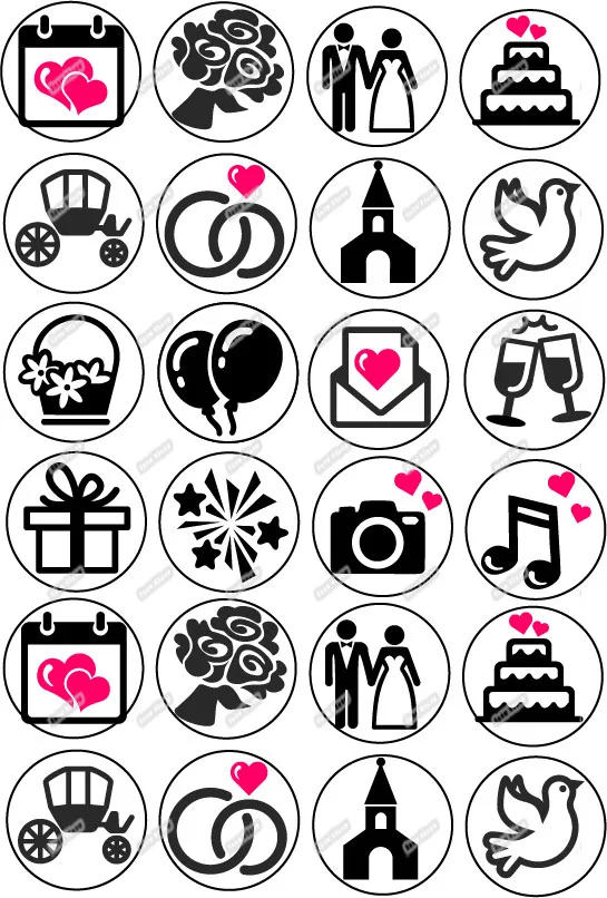 24 Свадебные съедобные топперы для торта вафли рисовая бумага украшения тортов