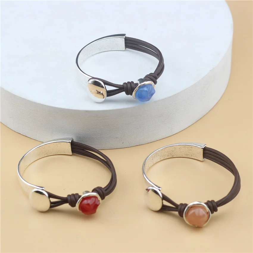 

Anslow Trendy Simple Original DIY Unique Silver Plated Vinatge Leather Bracelet For Women Lady Jewelry Dropshipping LOW0880LB