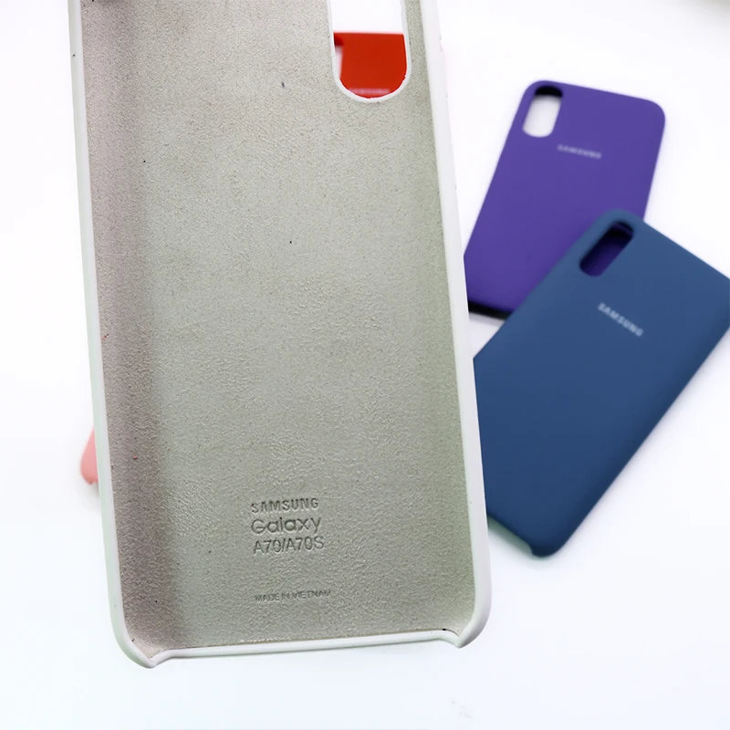 Оригинальный жидкий силиконовый чехол Samsung Galaxy A70 мягкий шелковистый накладка