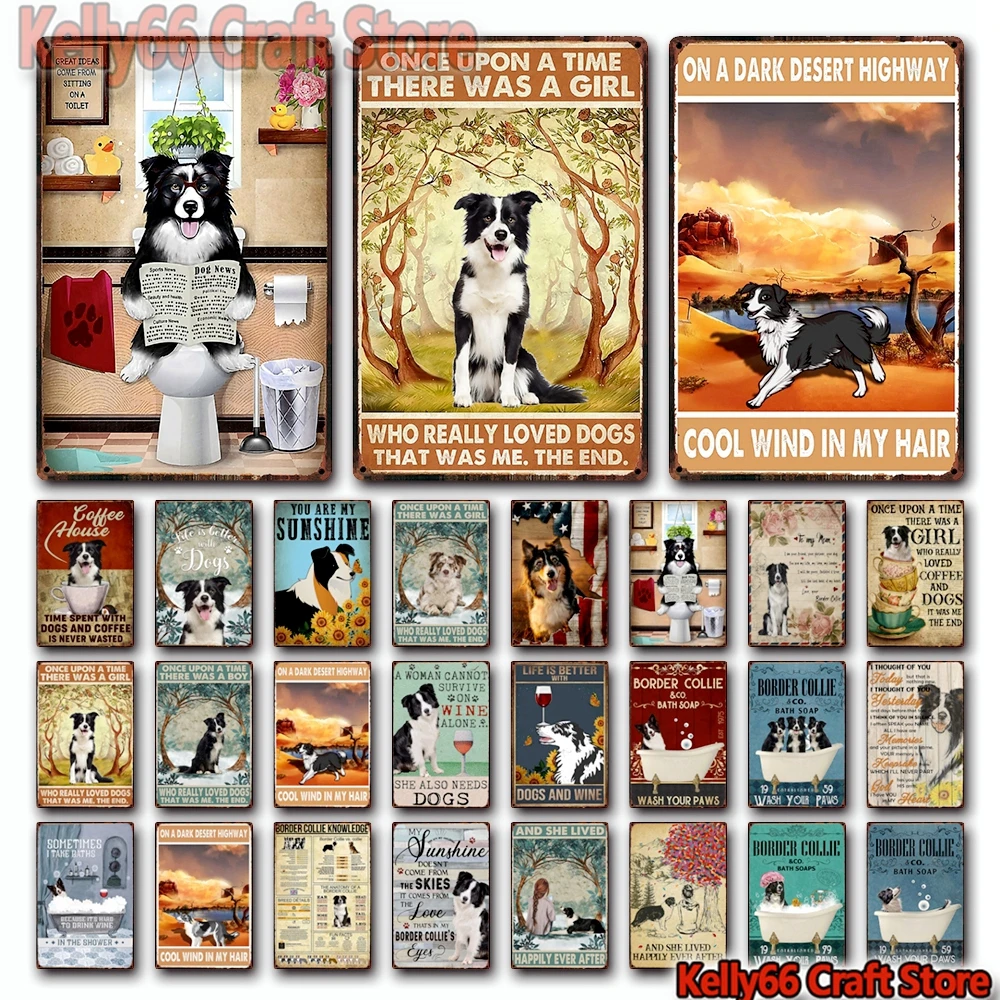 

[ Kelly66 ] Pet Border Collie Dog Bath Soap You Are My Sunshine Tin Metal Sign Home Pub Bar Decor Painting 20*30 CM Size Dy204