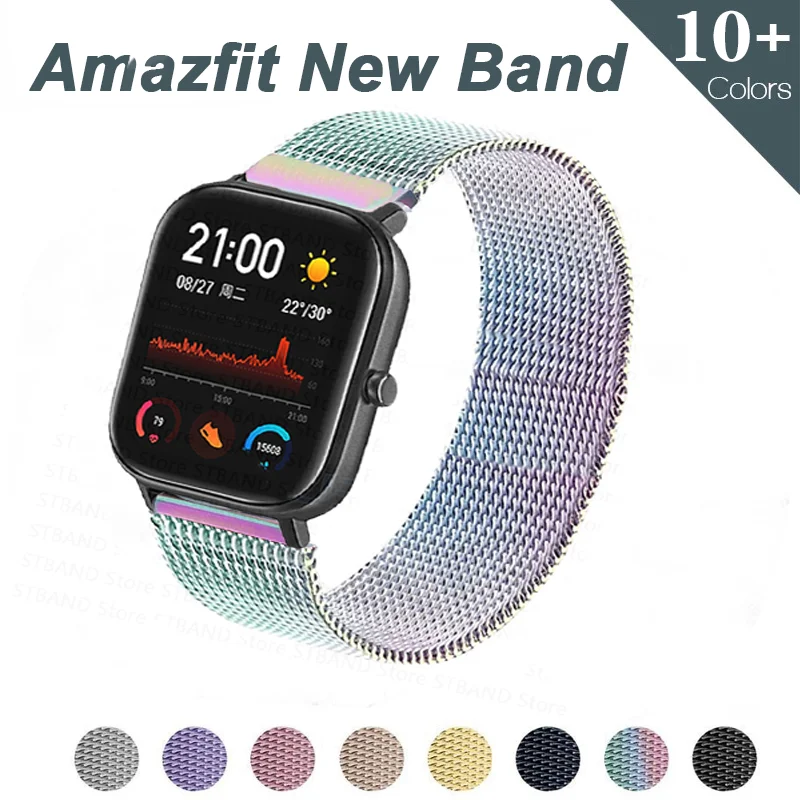 

Ремешок магнитный для Amazfit gts 2mini Bip/Gtr/47 мм/42 мм/GTR2/2e, металлический браслет для часов 20 мм 22 мм