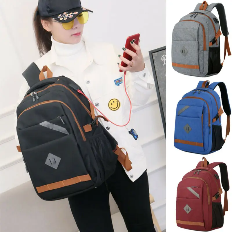 USB порт винтажный холщовый рюкзак для мужчин женщин студентов ноутбук зарядка