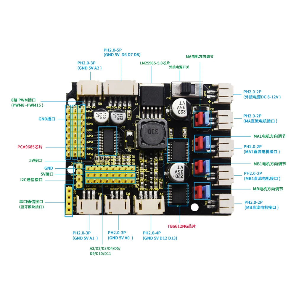 Keyestudio 4WD TB6612 Motor Driver Shield Board for Arduino Robot Car Programming Kit