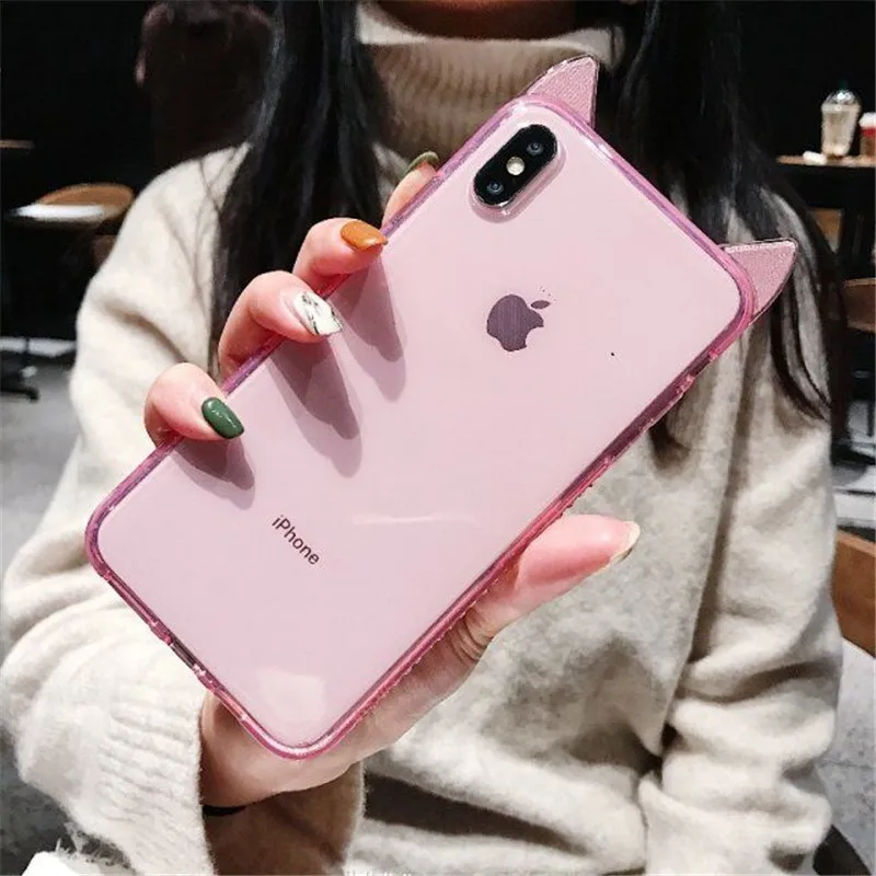 Мягкий чехол с бриллиантами для iphone X XS MAX XR 6 6s 7 8 Plus милый блестящий кошачьими