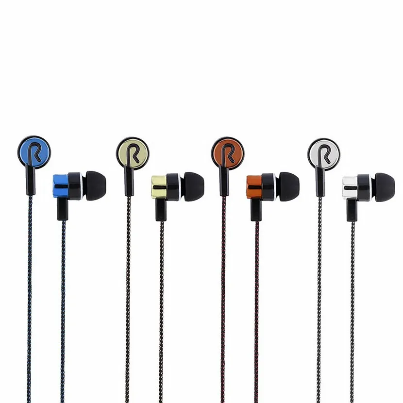 

3.5mm Stereo Woven Fiber Cloth Line Headset Device Metal Earphones Jack Wholesale