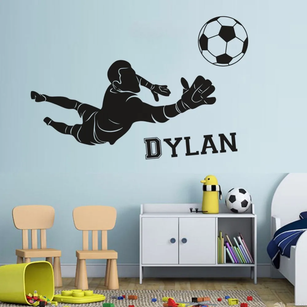 

Football Goalkeeper Vinyl Wall Sticker Football Club Boys Room Decor Customized Name Wall Poster Soccer Sports Vinyl A1-088