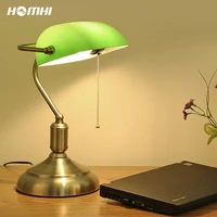 homhi table lamps for vintage green white banker home decor luxury led light glass retro lampshades office desk bedroom hdl 005