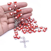 4 styles rosary necklace heart shape cross pendant religious fashion accessories jewelry gift for girlfriend