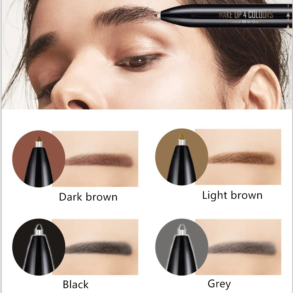 4 в 1 темно коричневая ручка для бровей автоматическая Стойкая подводка глаз губ