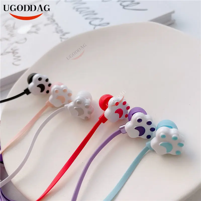 Новые наушники с милыми кошачьими лапами проводные контролем провода для детей