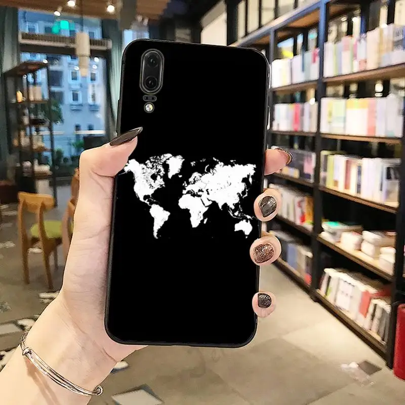 

World Map travel love line coque cover funda Phone Case For Huawei honor Mate P 10 20 30 40 Pro 10i 9 10 20 8 x Lite