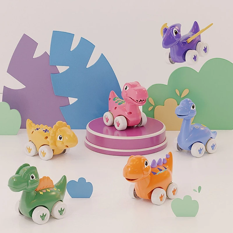 

H3CD 6Pieces Baby Inertia Car Toy Animal Cartoon Mini Car Toy Vehicle Pull Back Dinosaur Toy Educational Toy Pullback Vehicle