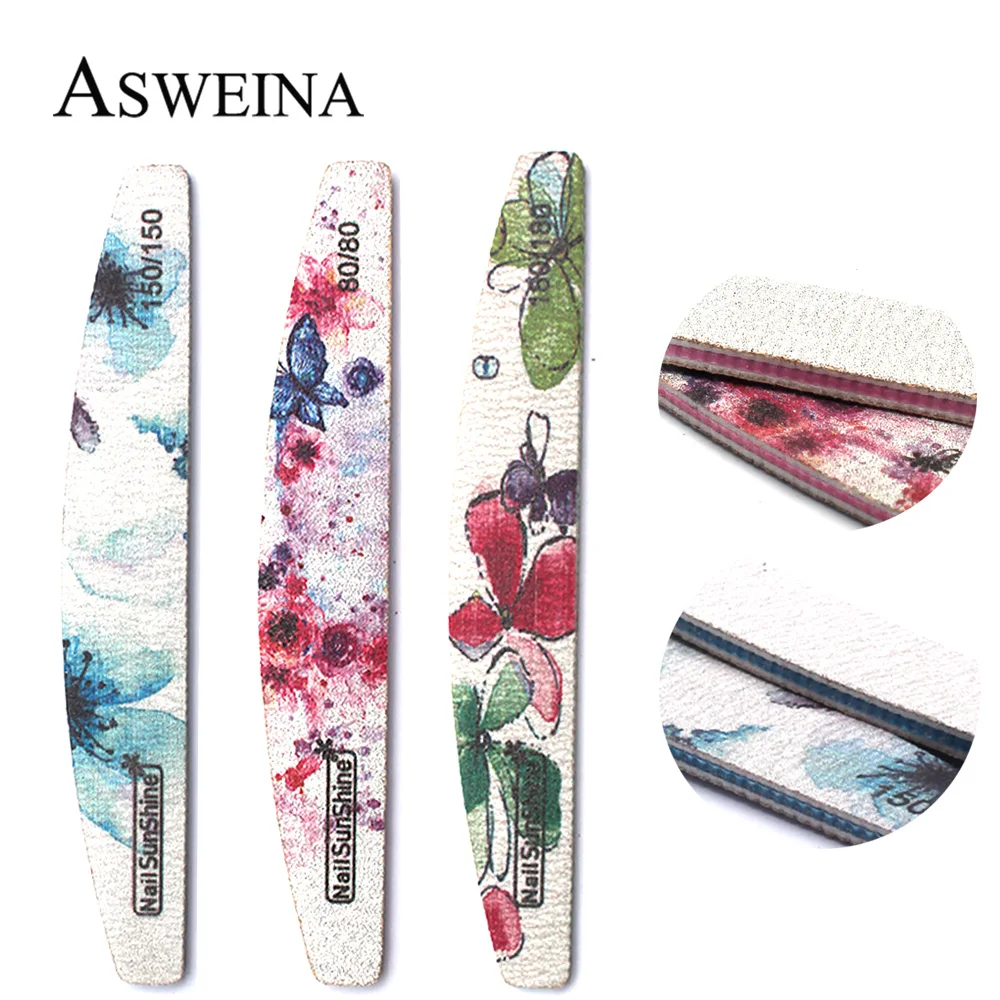 

5pc Half Moon Nail File Flower Nail Buffer Sandpaper 80/100/150/180/240 Professional Colorful Manicure Pedicure Tools