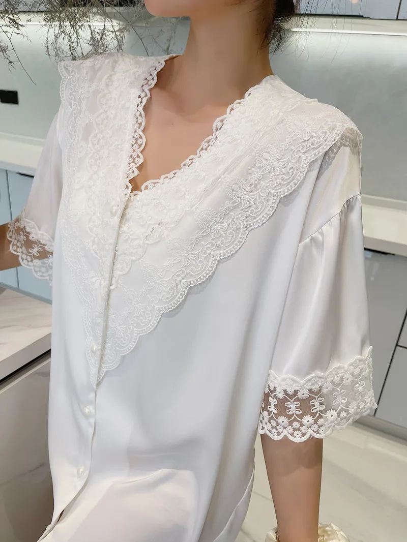 

Women Lace Nightgown Nightdress Loose Nightwear Home Dressing Gown Soft Sleepwear Intimate Lingerie Summer New Sleepdress