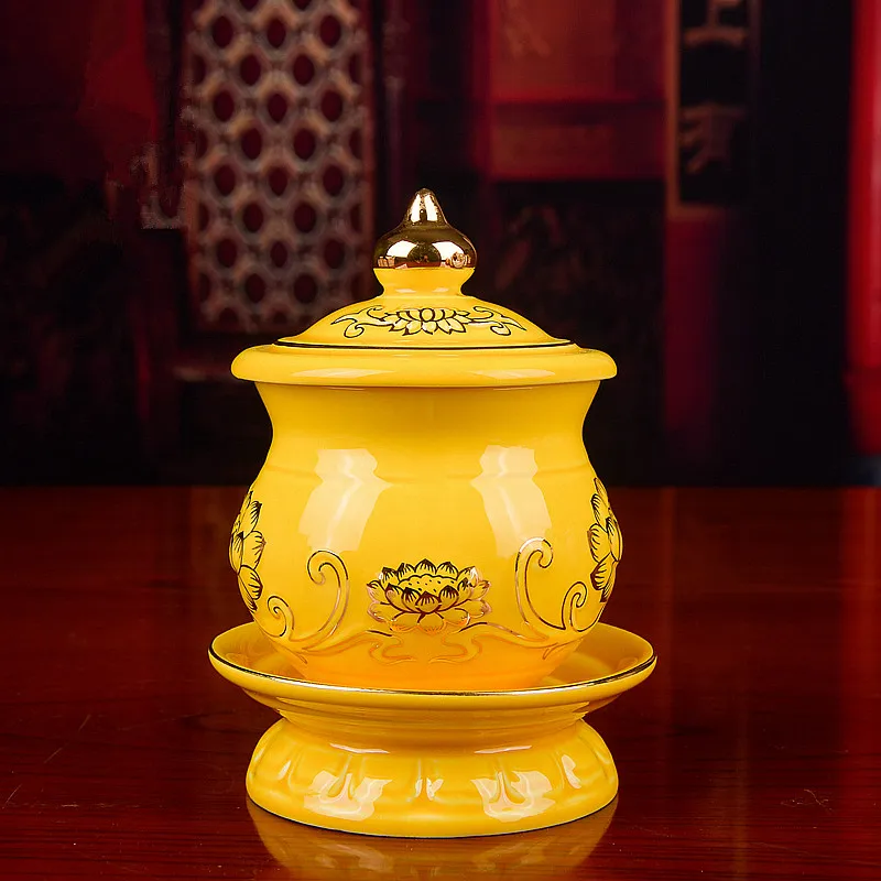 Предлагается 3 размера желтые керамические буддистские прозрачные зеркальные