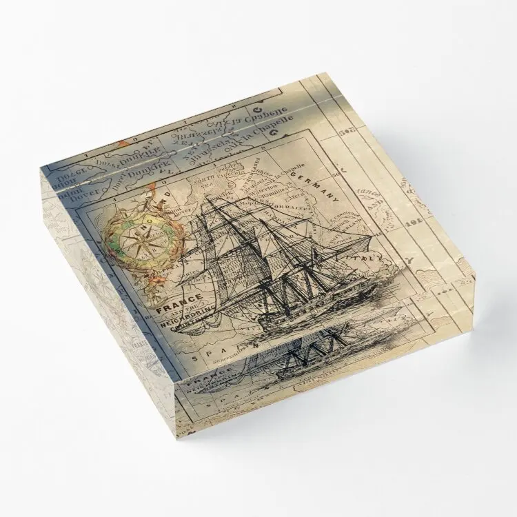 

Винтажный пиратский корабль Сейлор Античный Мир акриловый блок свадебная комната модный Декор фотографии прозрачная подушка штамповка спальня