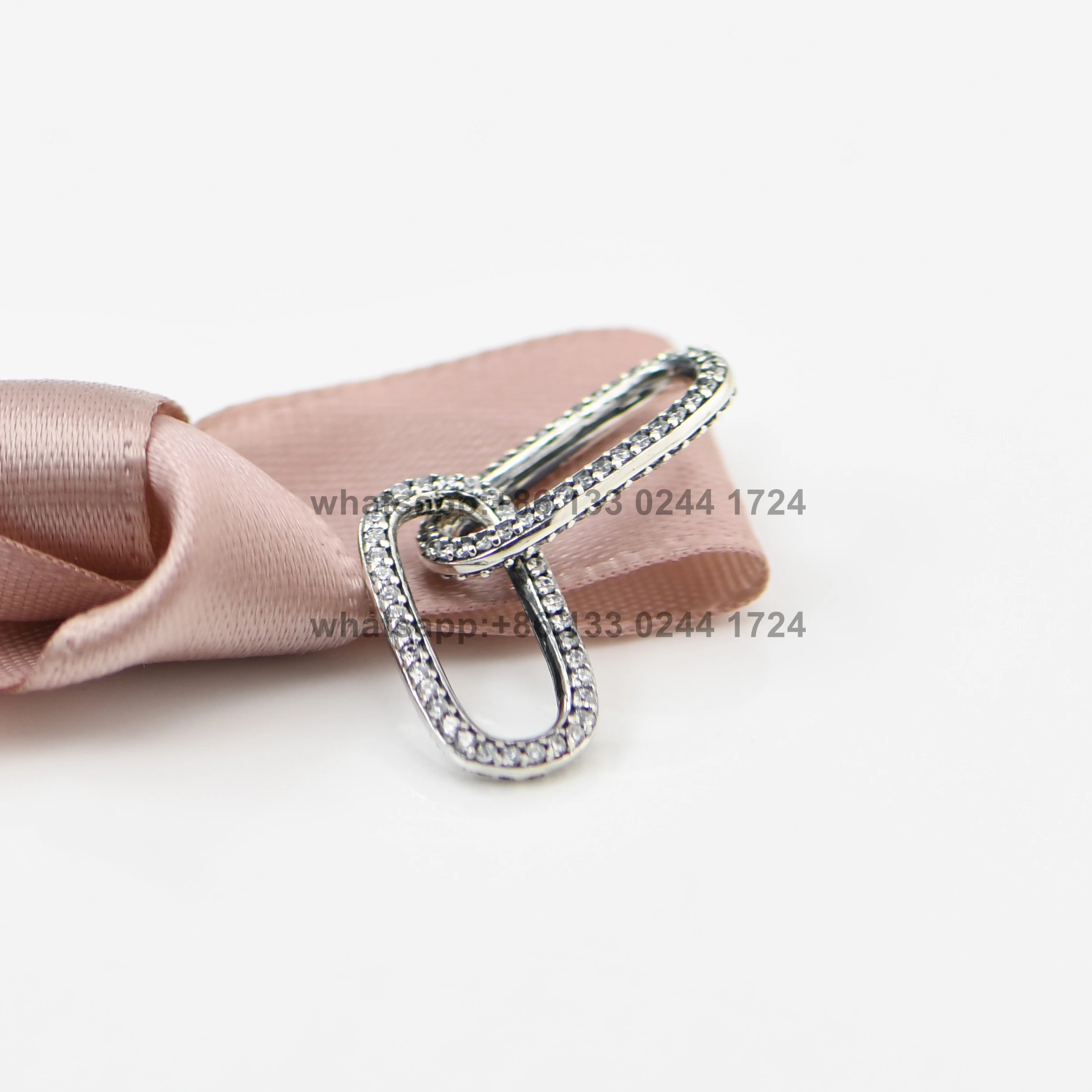 

Genuine 925 Sterling Silver Fine Jewelry Me Collection DIY Charms Fit Woman Me bracelet ME Styling Pavé Double Link PDM061