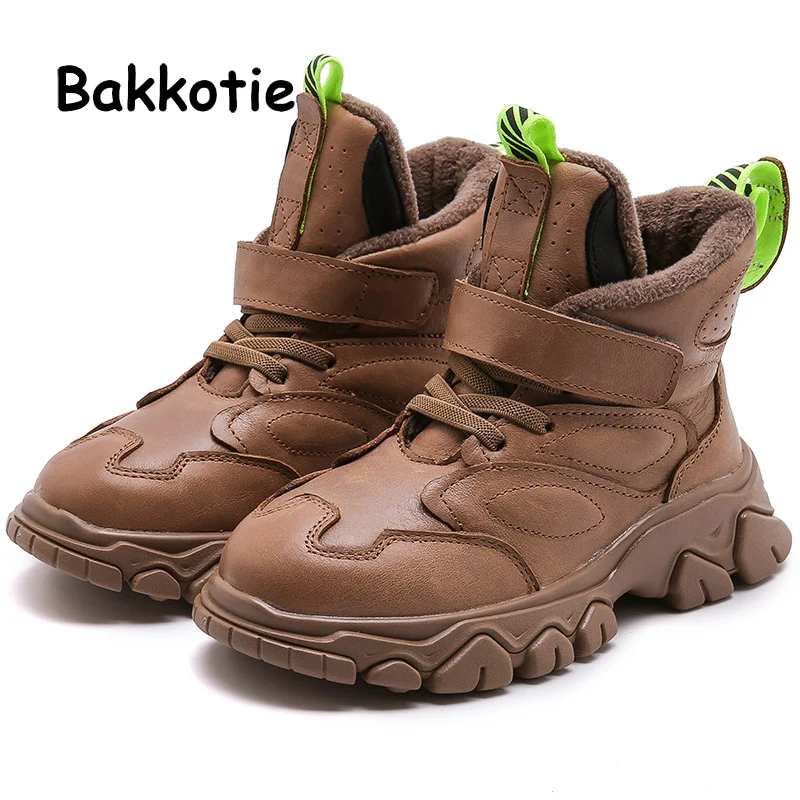 Bakkotie/Новинка 2019 года зимние теплые ботинки martin для мальчиков детские черные
