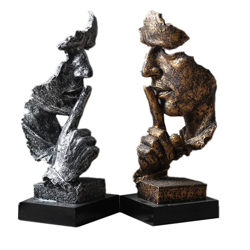 

Creative Thinker Statues Retro Abstract Characters Figurine Do Not Listen/Speak/Look Miniature Sculpture Home Desktop Craft Gift