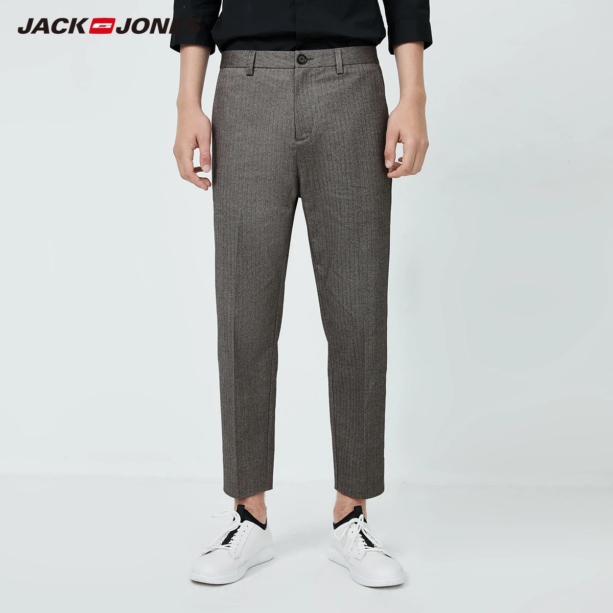 

JackJones Men's Cotton Tapered Business Casual Loose Fit Pure Color Crop Pants|219414518