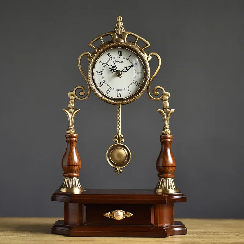 Скандинавские Роскошные Настольные часы маятник старинный деревянный стол