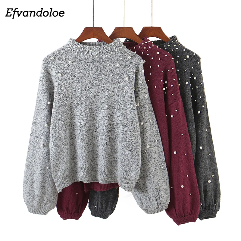 

Женский трикотажный свитер с круглым вырезом и длинным рукавом