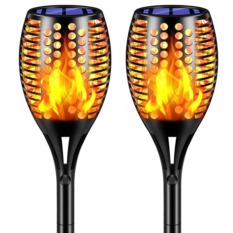 

96 LED Upgraded Solar Flickering Flame Lights Outdoor Garden Dancing Flames Tiki Torches Light Landscape Path Light For Driveway