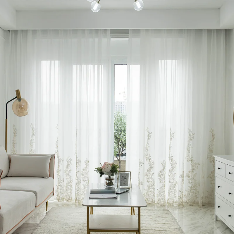 

Шифоновые занавески glsue с вышивкой