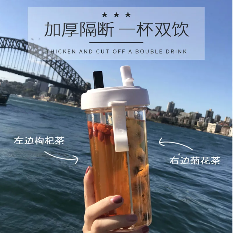 Портативная прозрачная двухсетчатая чашка для воды двойного использования с