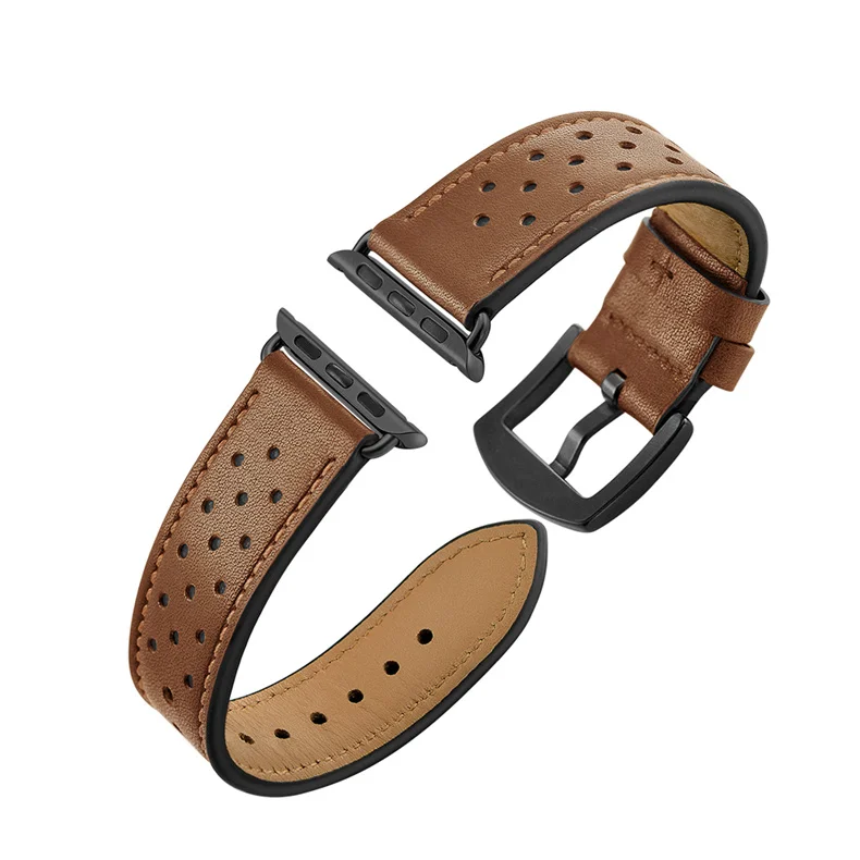 brown Кожаный ремешок для apple Watch band 4(iwatch 5) 44 мм 40 мм apple watch 3 2 1 ремешок 42 мм 38 мм первый слой браслета - Цвет ремешка: brown