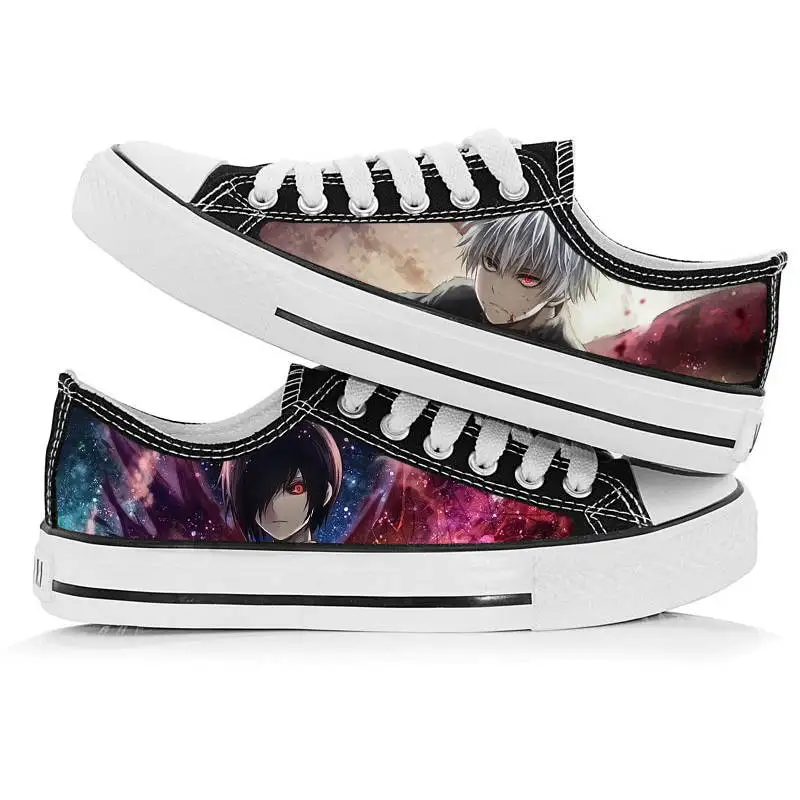 Парусиновая обувь с принтом аниме «Токийский Гуль» Kaneki Ken; обувь для косплея; Мужская и женская обувь на плоской подошве для влюбленных; дышащие повседневные кроссовки для бега; унисекс - Цвет: 14