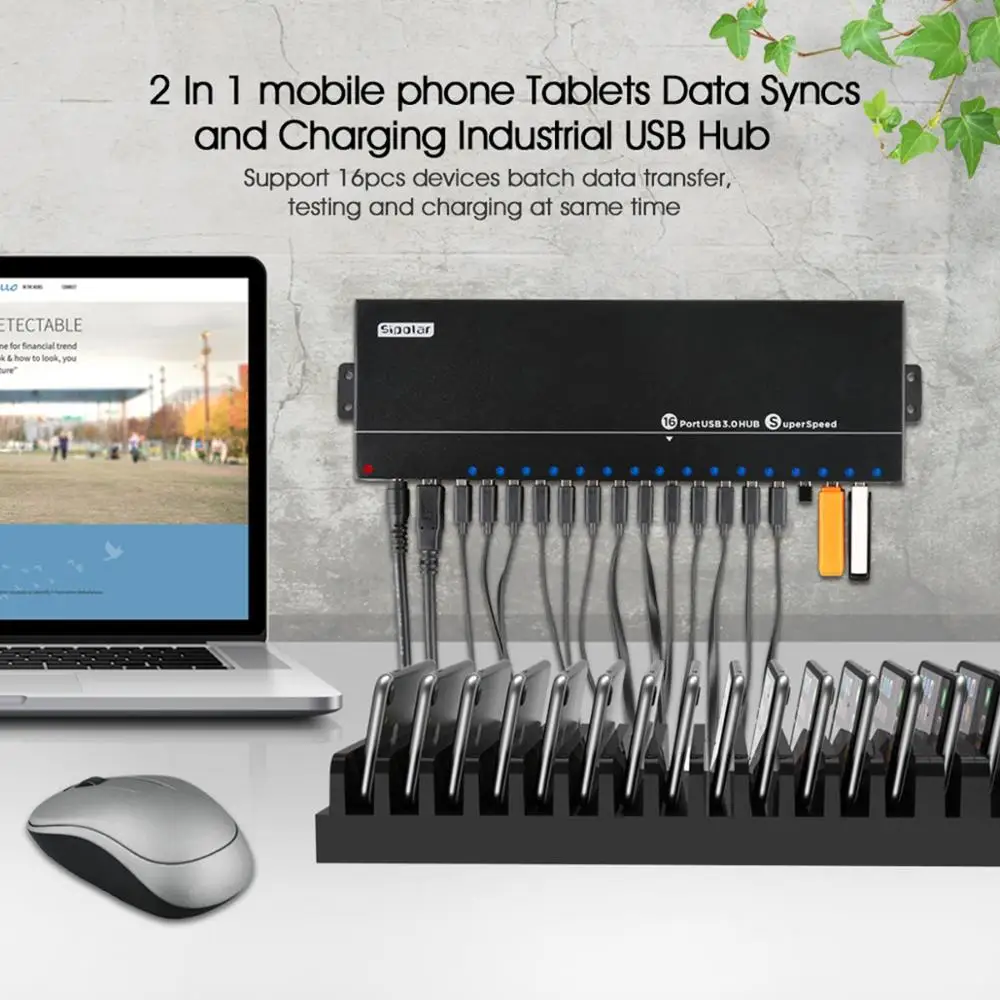 Sipolar A316 16 портов промышленный металл USB 120 синхронизация данных и зарядный
