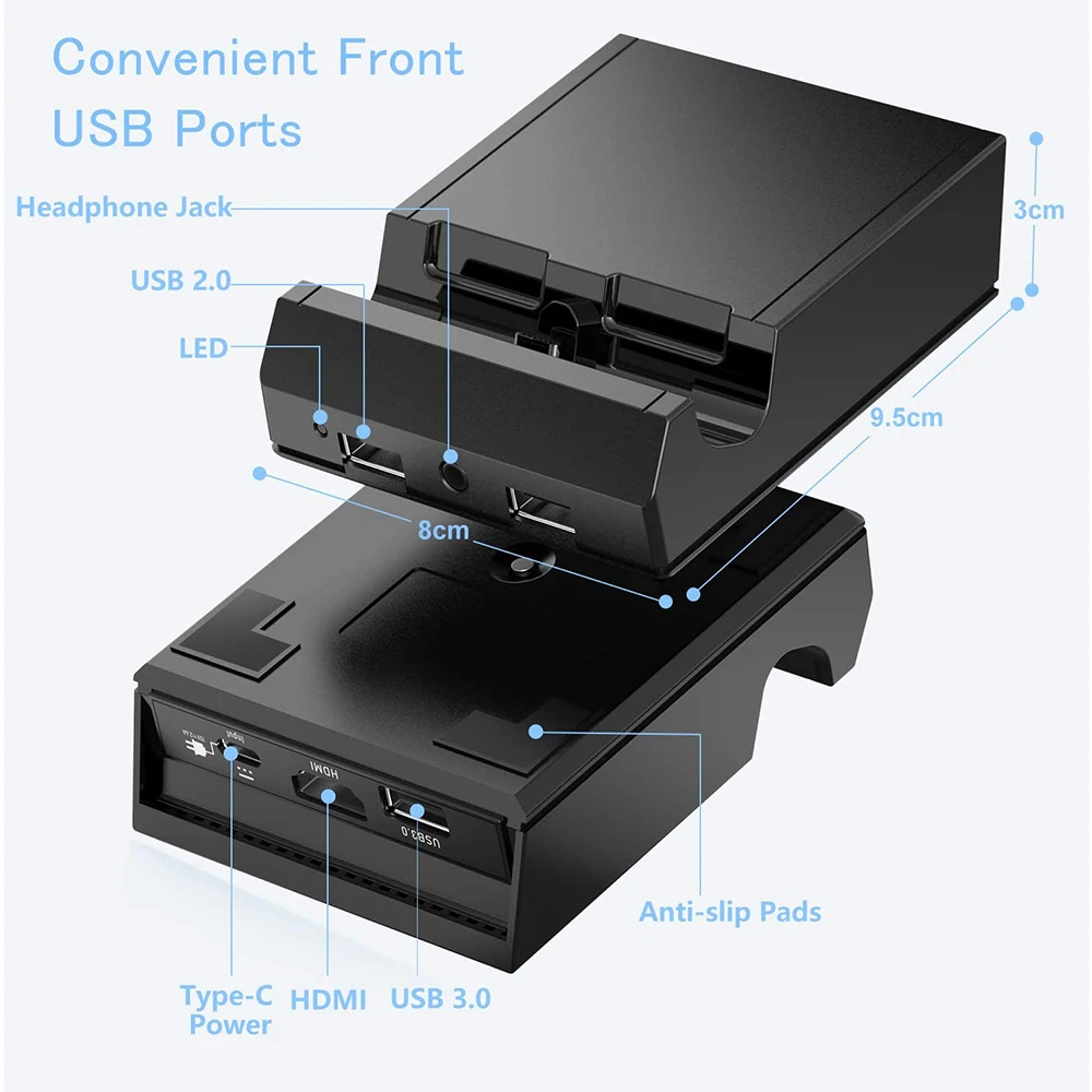 portable dock station for nintendo switch with type c to tv adapter headphone jack usb charging docking play stand charger free global shipping