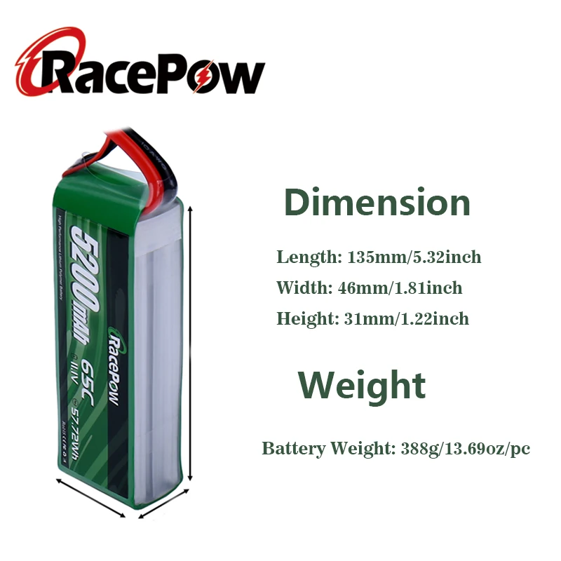 racepow 111 v 65c 5200mah 3s rc lipo батарея с t deans разъем мя