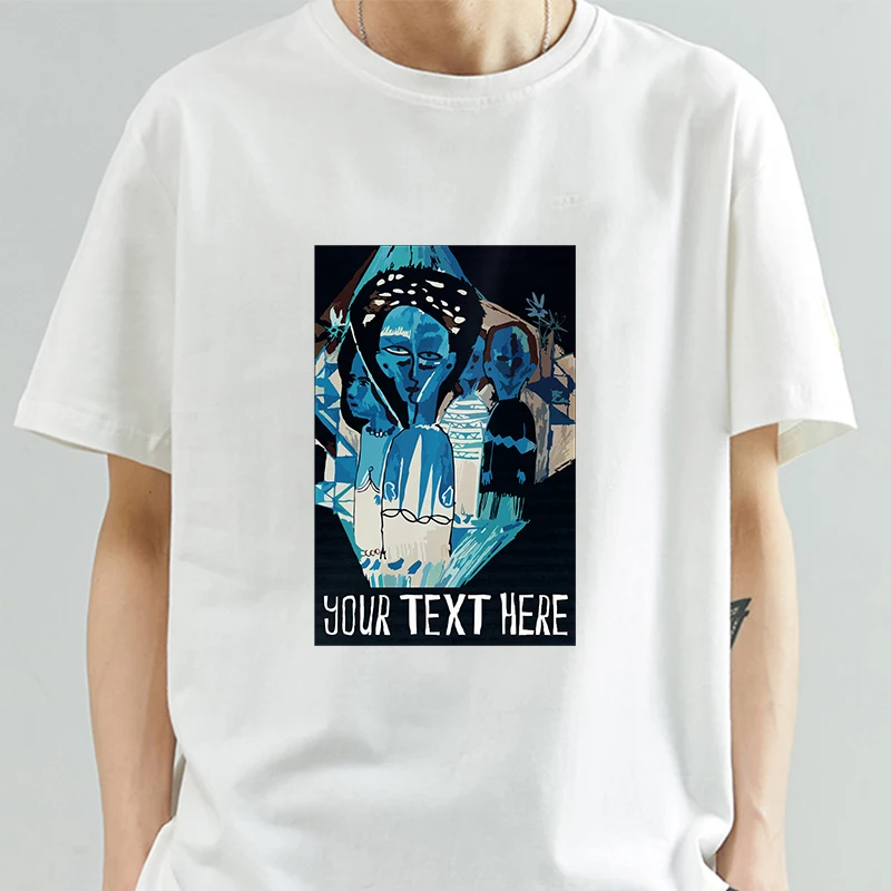 

Your Text Here Primitive Personality Men T Shirt Pattern Letter Printing White 100% Cotton Mens Clothing Playeras De Hombre