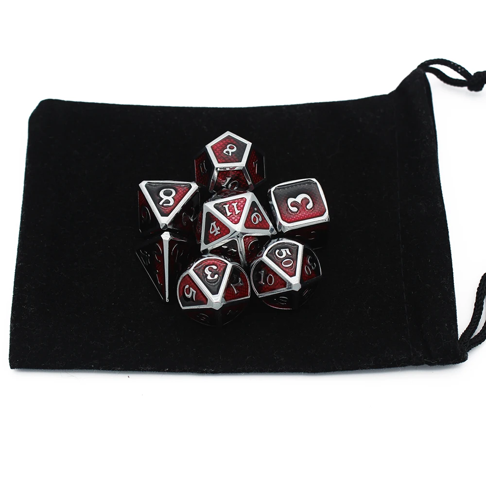 Кубики из многогранного металла цинкового сплава игральные кости Dnd 7 наборов D4 D6