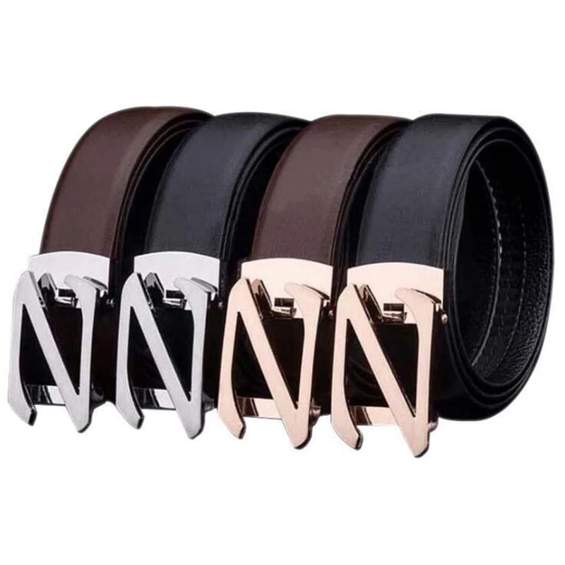 

Genuine Leather Belt Men Blue Strap 100-130CM Automatic Buckle Men Belt 2021 Quality Designer Belt