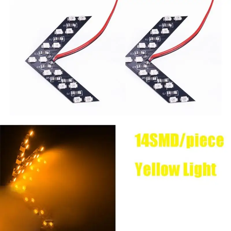 

2 Pcs / Lot 14 Car Rearview Mirror Light SMD LED Arrow Panel For Car Rear View Mirror Indicator Turn Signal Light Car LED Lamp
