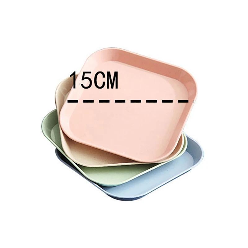 

4pcs Wheat Straw Tableware Dinner Plates Set Household Spit Bone Dish Plate Nordic Dining Garbage Dish Sauce Dish Square Plates