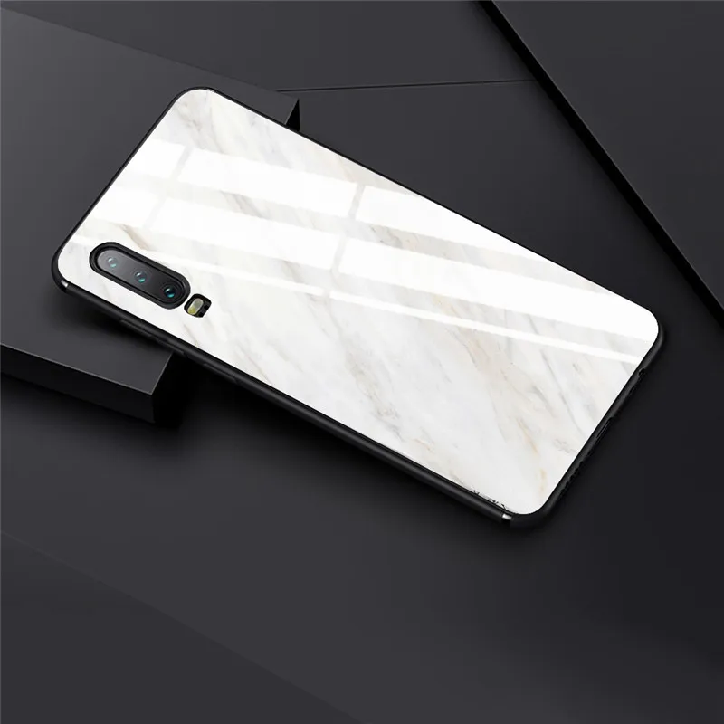 Tempered Glass Case For Huawei 9 10 Lite 8X 8X MAX White Marble Phone Cases For Nova 3 P-smart-Z P30 P20 Lite MATE 20 LITE Funda